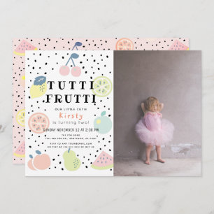 Tutti Frutti Pastel Fruit 2de foto van de geboorte Kaart