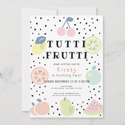 Tutti Frutti Pastel Fruit 2e verjaardag Kaart (Voorkant)