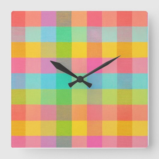 Tutti Frutti Plaid – Kleurrijke geruite wandklok (Voorkant)
