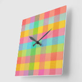 Tutti Frutti Plaid – Kleurrijke geruite wandklok (Hoek)