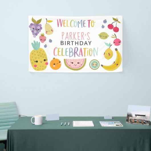 Tutti Frutti Rainbow Birthday Welkom Spandoek (Beurs)