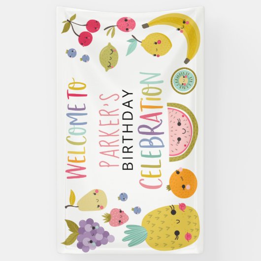 Tutti Frutti Rainbow Birthday Welkom Spandoek (Verticaal)