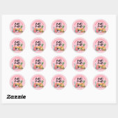 Tutti Frutti roze groentetekening Ronde Sticker (Vel)
