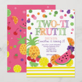 Tutti Frutti Second Birthday INvitation Kaart (Voorkant / Achterkant)