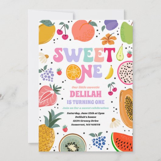 Tutti Frutti Tropical Summer Sweet One Birthday Kaart (Voorkant)