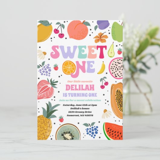 Tutti Frutti Tropical Summer Sweet One Birthday Kaart (Staand voorkant)