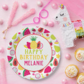 Tutti Frutti Tropisch fruit Verjaardagsfeest Papieren Bordje (Feest)