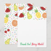Tutti Frutti Tweede verjaardag of Baby shower Bedankkaart (Voorkant / Achterkant)