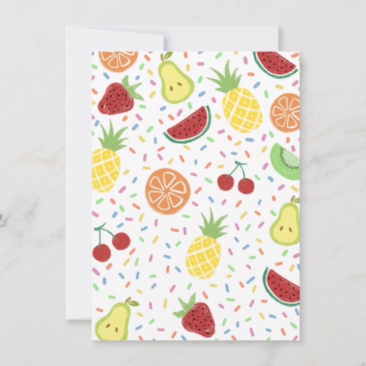 Tutti Frutti Tweede verjaardag of Baby shower Bedankkaart (Achterkant)