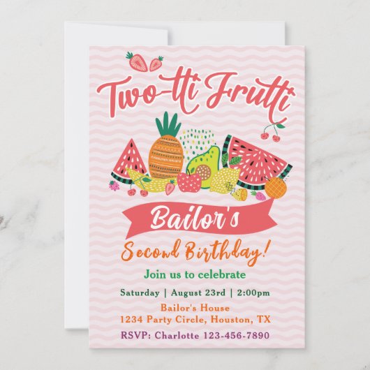 Tutti Frutti | Uitnodiging voor een fruitfeestje (Voorkant)