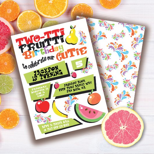 Tutti Frutti uitnodiging voor verjaardagsfeestje