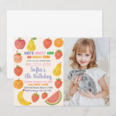Tutti Frutti Verjaardag Uitnodiging met foto (Voorkant / Achterkant)