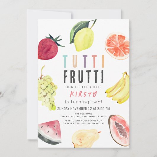 Tutti Frutti Waterverf Fruit 2e verjaardag Kaart (Voorkant)