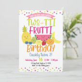 Tutti "Two-tti" Frutti Fun Kids Birthday Party Kaart (Staand voorkant)
