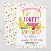 Tutti "Two-tti" Frutti Fun Kids Birthday Party Kaart (Voorkant / Achterkant)
