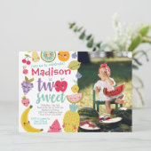 Tuttifrutti 2e verjaardag uitnodiging (Staand voorkant)