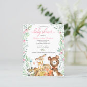 Tuttige bos-babyshower budget uitnodiging (Staand voorkant)