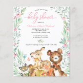 Tuttige bos-babyshower budget uitnodiging (Voorkant)