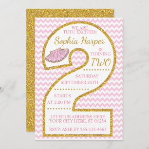 Tutu 2e verjaardag uitnodiging   Ballerina