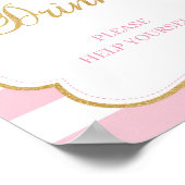 Tutu baby shower drinken tekenen roze goudglitter poster (Hoek)