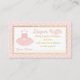 Tutu Baby shower Luier Raffle Ticket - Roze Goud Informatiekaartje