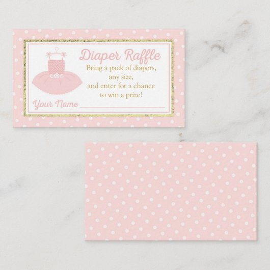 Tutu Baby shower Luier Raffle Ticket - Roze Goud Informatiekaartje (Voorkant / Achterkant)