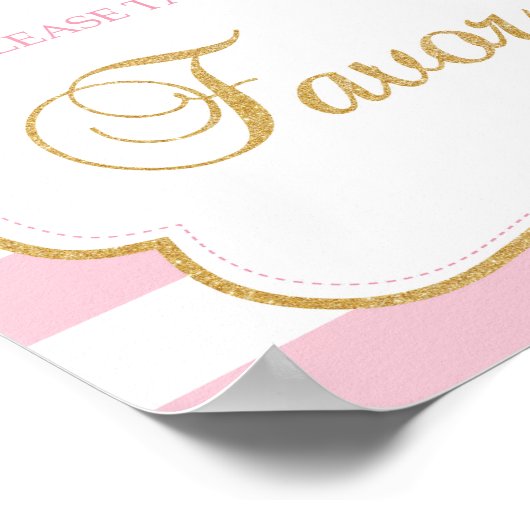 Tutu baby shower roze goudglitter-voordeur poster (Hoek)