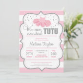 Tutu balerrina zilverroze klassiek baby shower kaart (Staand voorkant)