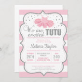 Tutu balerrina zilverroze klassiek baby shower kaart (Voorkant / Achterkant)