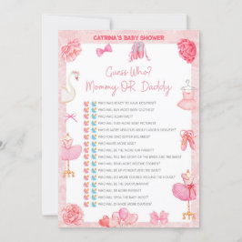 Tutu Ballerina Baby shower - bewerkbare naam, 5x7  Kaart