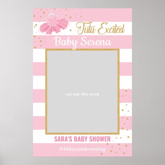 Tutu Ballerina Baby Shower Fotoprops Kader Poster (Voorkant)