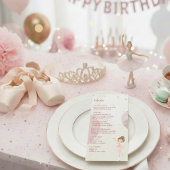 Tutu Ballerina Ballet Dancer Girl Birthday Menu