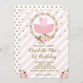 Tutu Ballerina Ballet Verjaardag Nodig Roze & Goud Kaart (Voorkant / Achterkant)