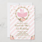 Tutu Ballerina Ballet Verjaardag Nodig Roze & Goud Kaart (Voorkant)