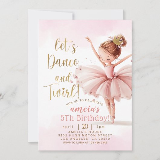 Tutu Ballerina Balletdanseres Meisje Verjaardag Kaart (Voorkant)