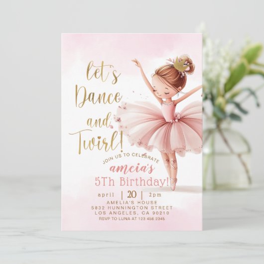 Tutu Ballerina Balletdanseres Meisje Verjaardag Kaart (Staand voorkant)