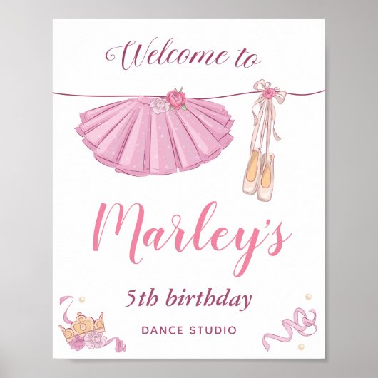 Tutu Ballerina Dance Any Age Birthday Party Poster (Voorkant)