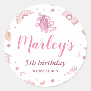 Tutu Ballerina Dance Any Age Birthday Party Ronde Sticker