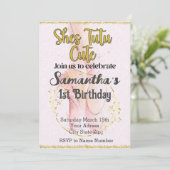 Tutu Ballerina Eerste Verjaardag uitnodiging (Staand voorkant)