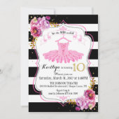 Tutu Ballerina Floral Sparkle Tiende verjaardag Kaart (Voorkant)