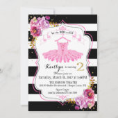 Tutu Ballerina Floral Sparkle tweede verjaardag Kaart (Voorkant)
