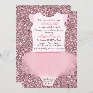 Tutu Ballerina Glitter Baby shower Uitnodiging