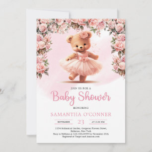 Tutu ballerina meisje teddybeer stoffige roze roze kaart