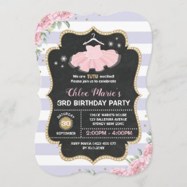 Tutu Ballerina Paarse Gouden Bloemen Verjaardag Ui Kaart