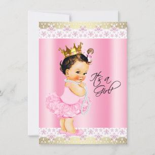 Tutu Ballerina Pearl Baby Girl Shower Kaart