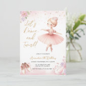 Tutu Ballerina Pink Floral Ballet Girl Birthday Kaart (Staand voorkant)