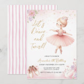 Tutu Ballerina Pink Floral Ballet Girl Birthday Kaart (Voorkant / Achterkant)