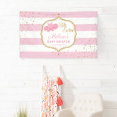 Tutu ballerina roze en gouden glitter baby shower spandoek (Insitu)