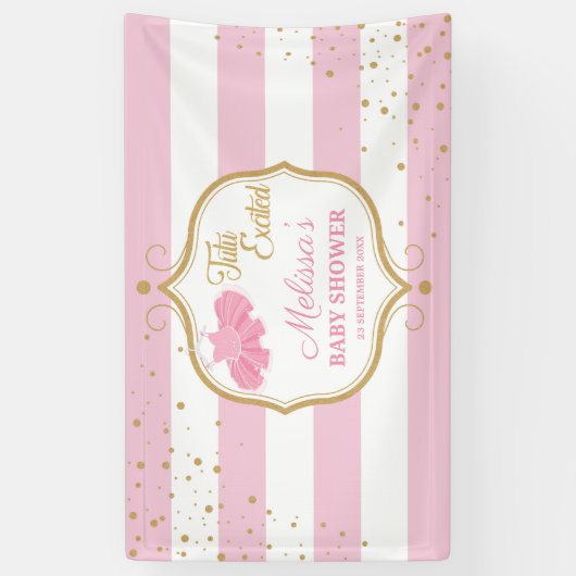 Tutu ballerina roze en gouden glitter baby shower spandoek (Verticaal)