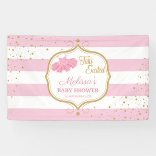 Tutu ballerina roze en goudglitter baby shower spandoek